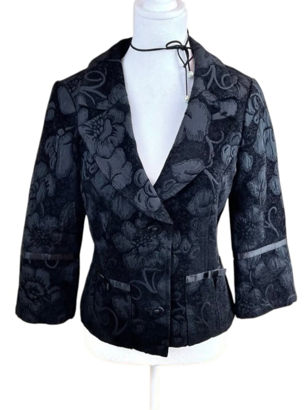Arden B Blazer Black Damask Satin Bows (8)